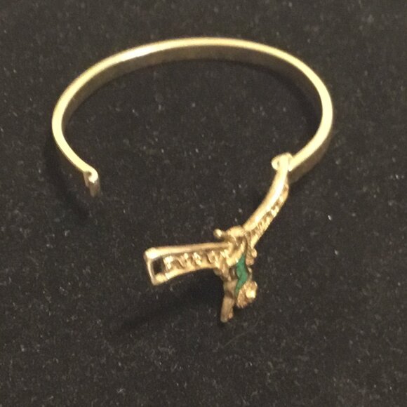 Vintage unicorn hinged bracelet with Turquoise inlay - Picture 4 of 11